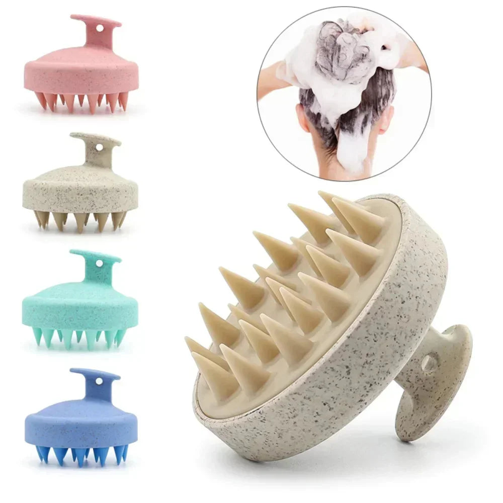 Brosse de Massage Cuir Chevelu en Silicone – Shampoing, Anti-Chute et Soin Capillaire Relaxant
