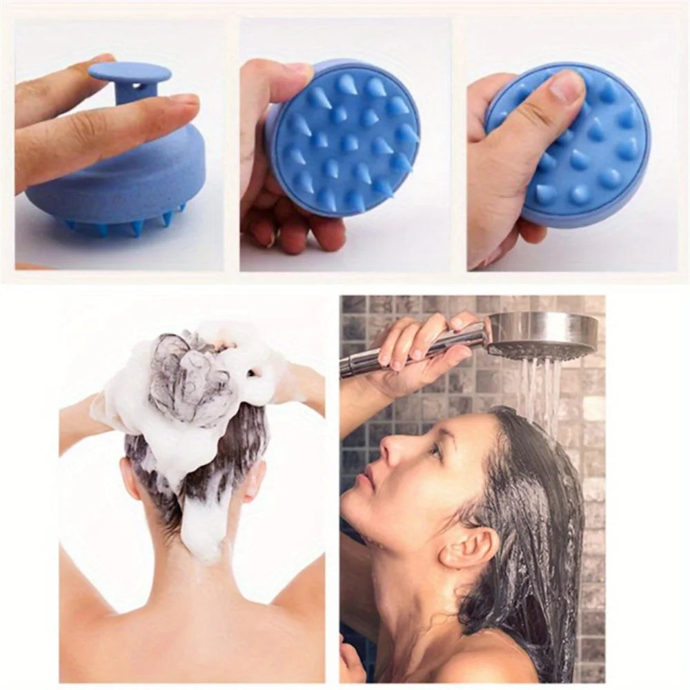 Brosse de Massage Cuir Chevelu en Silicone – Shampoing, Anti-Chute et Soin Capillaire Relaxant